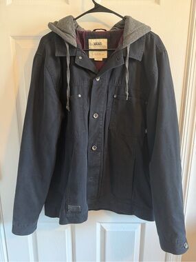 Vans Black Canvas Jacket with Gray Hood